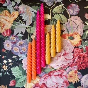 Set of Seven Vintage Corkscrew Taper Candles